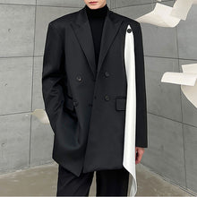 Load image into Gallery viewer, Black and White Paneled Shoulder Pad Lapel Blazer