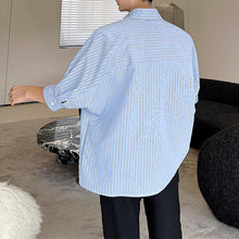Load image into Gallery viewer, Blue Stripe Half Sleeve Shirt