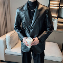 Load image into Gallery viewer, Vintage Pu Leather Suit Jacket