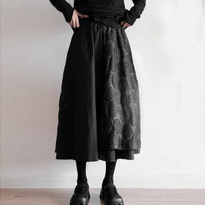 Dark Jacquard Double Panel Skirt