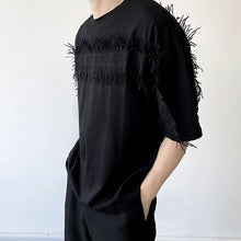 Load image into Gallery viewer, Fringed Patch Trim Short-sleeved T-shirt