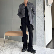 Load image into Gallery viewer, Black and White Grid Zipper Splicing Long-sleeved Shirt