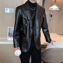 Load image into Gallery viewer, Vintage Pu Leather Suit Jacket