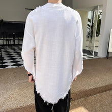 Load image into Gallery viewer, Tassels Raw Edge V Neck Half Sleeves T-Shirt