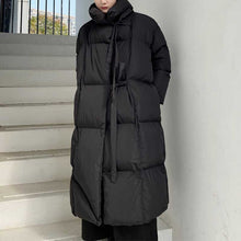 Load image into Gallery viewer, Dark Stand Collar Tie Long Thickened Coat