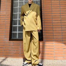 Load image into Gallery viewer, Retro Khaki Check Simple Blazer And Pant Set