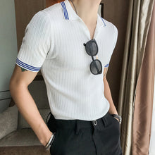 Load image into Gallery viewer, Contrast Stripe Trim Slim-fit Polo Shirt