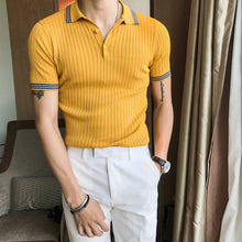 Load image into Gallery viewer, Contrast Stripe Trim Slim-fit Polo Shirt