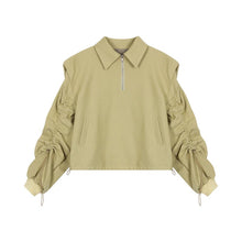 Load image into Gallery viewer, Drawstring Sleeves Half Zip Long Sleeves Sweatshirts