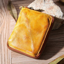 Load image into Gallery viewer, Hand Made Retro Genuine Leather Zipper Wallet