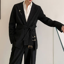 Load image into Gallery viewer, Black Tie Waist Blazer