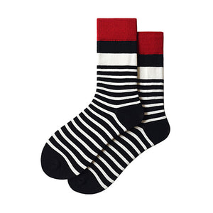 Classic Black Red White Striped Socks