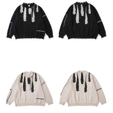 Load image into Gallery viewer, Printed Crew Neck Fringe Knit Sweater