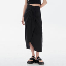 Load image into Gallery viewer, Black Satin Split Skirt