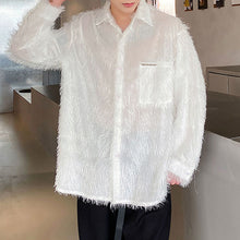 Load image into Gallery viewer, Fringed Mesh Long Sleeve Lapel Shirt