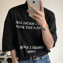 Load image into Gallery viewer, Half Turtleneck Printed Short Sleeve T-Shirt