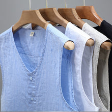 Load image into Gallery viewer, Summer Solid Color Linen Vest