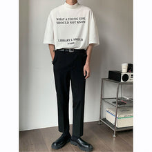Load image into Gallery viewer, Half Turtleneck Printed Short Sleeve T-Shirt