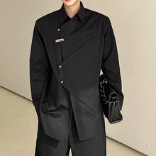 Load image into Gallery viewer, Metal Buckle Irregular Stitching Shoulder Pad Shirt