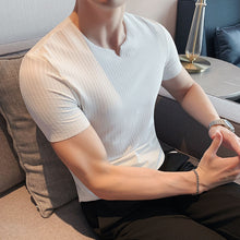 Load image into Gallery viewer, Slim Fit Striped Short Sleeve T-shirt