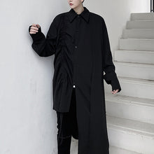 Load image into Gallery viewer, Drawstring Asymmetric Hem Midi Shirt