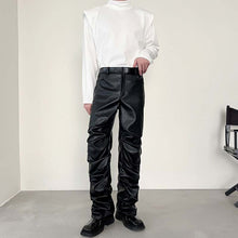 Load image into Gallery viewer, Dark Punk Folded Pile PU Pants