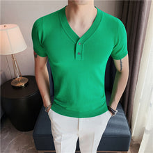 Load image into Gallery viewer, V-Neck Slim Fit Knit T-Shirt