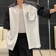 Load image into Gallery viewer, Color Contrast Stitching Short Sleeve Shirt