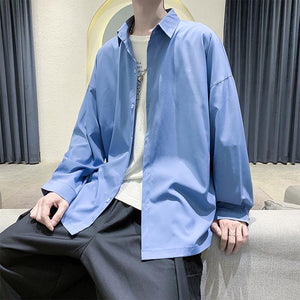 Simple Solid Color Drape Casual Shirt