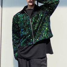 Load image into Gallery viewer, Fish Scale Blue-green Sequined Jacket