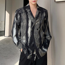 Load image into Gallery viewer, Ink Print Double Breasted Long Sleeve Shirt