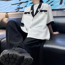Load image into Gallery viewer, Contrast Lapel Short Sleeve Shirt Jacket