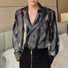 Load image into Gallery viewer, Ink Print Double Breasted Long Sleeve Shirt