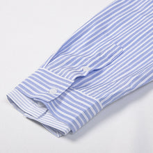 Load image into Gallery viewer, Blue Striped Casual Stand Collar Shirt