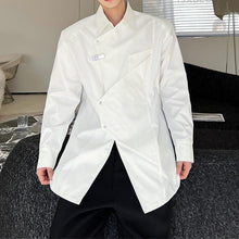 Load image into Gallery viewer, Metal Buckle Irregular Stitching Shoulder Pad Shirt