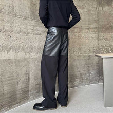 Load image into Gallery viewer, Contrast Color Leather Straight Leg Pants