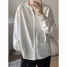 Load image into Gallery viewer, Draped V-Neck Long Sleeve Casual Shirt