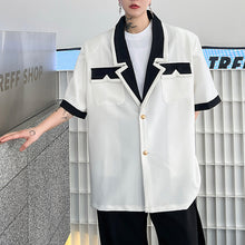 Load image into Gallery viewer, Contrast Lapel Short Sleeve Shirt Jacket