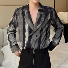 Load image into Gallery viewer, Ink Print Double Breasted Long Sleeve Shirt