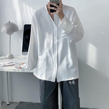 Load image into Gallery viewer, Collarless Loose Sleeve Long Sleeve Shirt