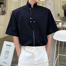 Load image into Gallery viewer, Stand Collar Zip Short Sleeve Shirt