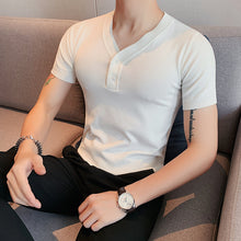 Load image into Gallery viewer, V-Neck Slim Fit Knit T-Shirt