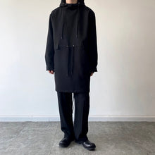 Load image into Gallery viewer, Dark Hood Lace Up Pullover Mid Length Coat