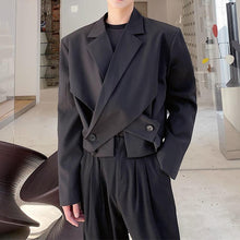 Load image into Gallery viewer, Hem Irregular Crossover Cropped Blazer