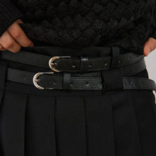Load image into Gallery viewer, Double Belt Pleated A-line Skirt
