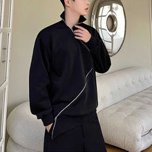 Load image into Gallery viewer, Irregular Metal Zipper Half Turtleneck Sweater