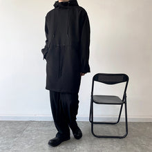 Load image into Gallery viewer, Dark Hood Lace Up Pullover Mid Length Coat