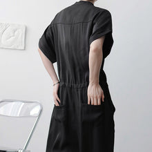 Load image into Gallery viewer, Asymmetric Pocket Stand Collar Short Sleeve Jumpsuit
