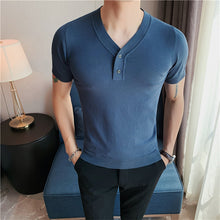 Load image into Gallery viewer, V-Neck Slim Fit Knit T-Shirt