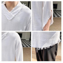 Load image into Gallery viewer, Tassels Raw Edge V Neck Half Sleeves T-Shirt